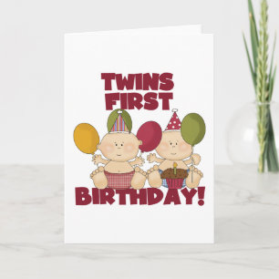 Twins 1st Birthday - Boys T-shirts and Gifts Card
