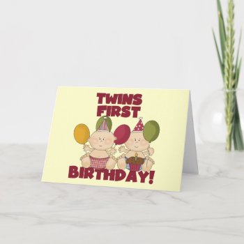 Twins 1st Birthday - Boys T-shirts And Gifts Card by kids_birthdays at Zazzle