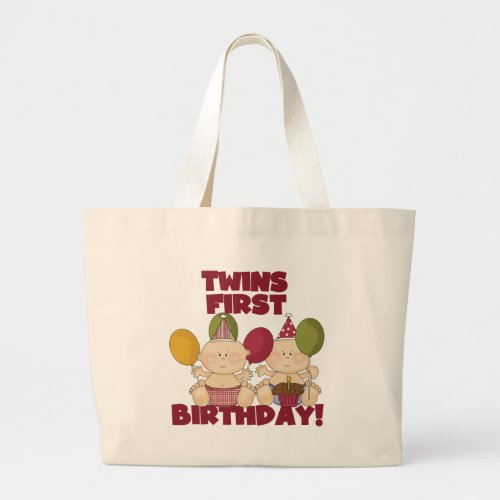 Twins 1st Birthday _ Boys T_shirts and Gifts Large Tote Bag