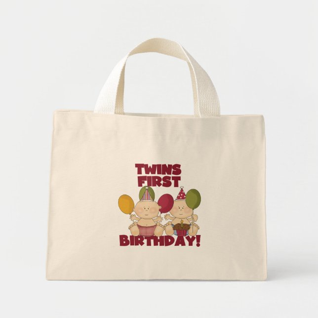 Twins 1st Birthday - Boys T-shirts and Gifts Mini Tote Bag (Front)