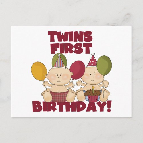 Twins 1st Birthday _ Boys T_shirts and Gifts Postcard