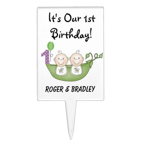 Twins 1st Birthday Cake Topper