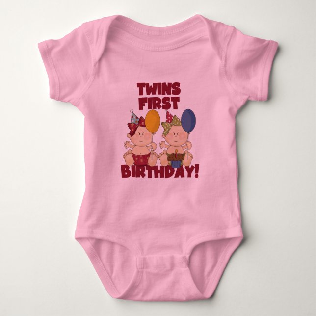 Twins 1st Birthday - Girls Tshirts and Gifts (Front)