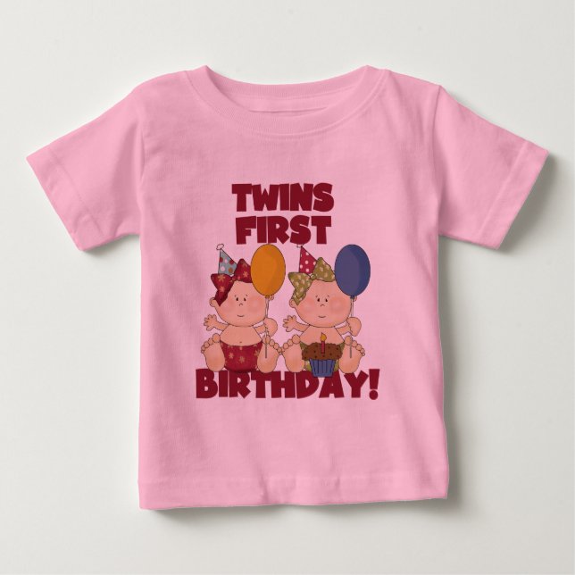 Twins 1st Birthday - Girls Tshirts and Gifts (Front)