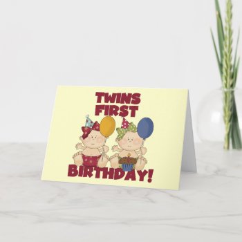 Twins 1st Birthday - Girls Tshirts And Gifts Card by kids_birthdays at Zazzle