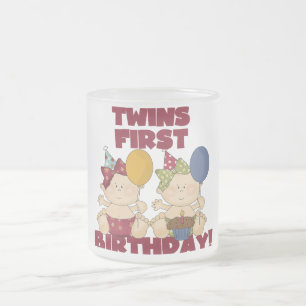 Twins 1st Birthday - Girls Tshirts and Gifts Frosted Glass Coffee Mug