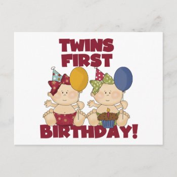 Twins 1st Birthday - Girls Tshirts And Gifts Postcard by kids_birthdays at Zazzle