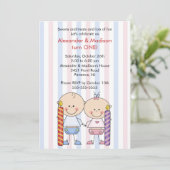 Twins 1st Birthday Invitation Girl & Boy (Standing Front)