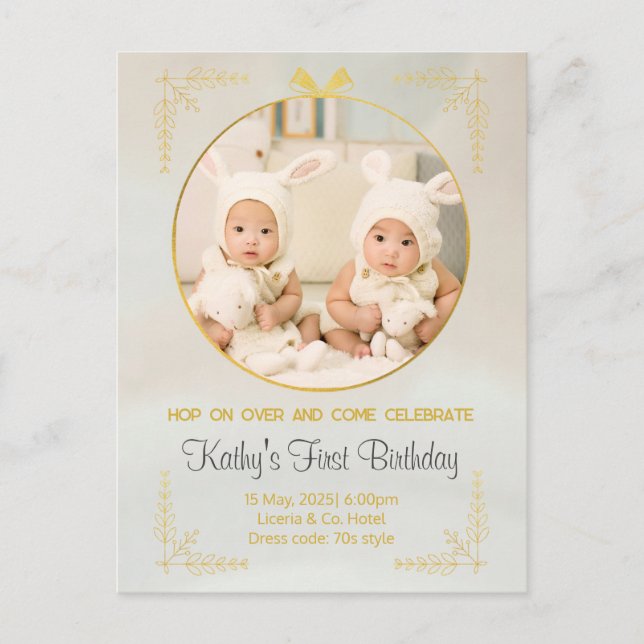 twins 1st birthday invitations (Front)