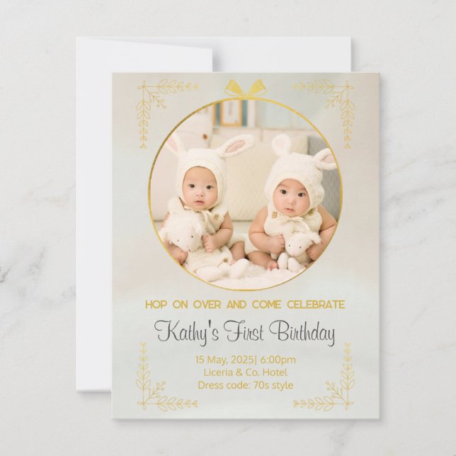 twins 1st birthday invitations (Front)
