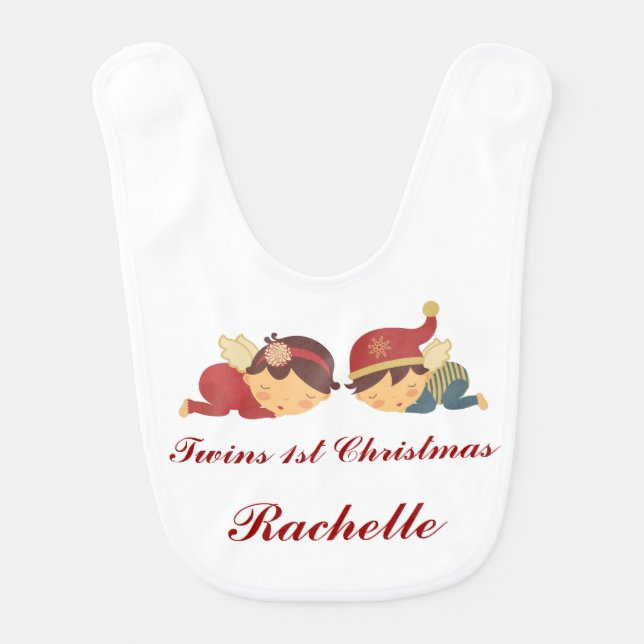 Twins 1st Christmas Personalized Bib (Front)