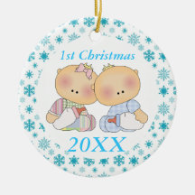 Twins 1st Christmas Personalized Keepsake Ornament