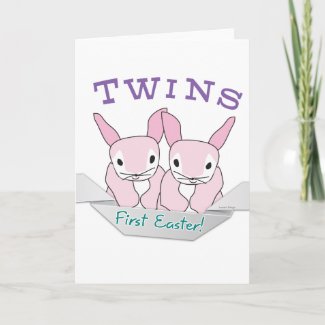 Twins 1st Easter Twin Girls Greeting Card