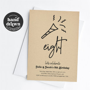 Twins 8th Birthday Party Invitation