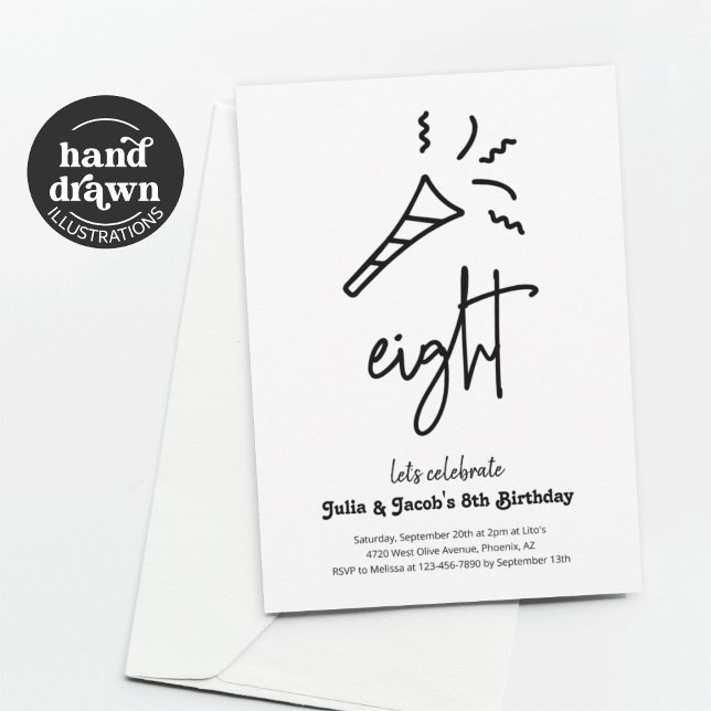 Twins 8th Birthday Party Invitation (Creator Uploaded)