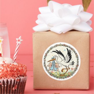 Twins and Stork Vintage Design