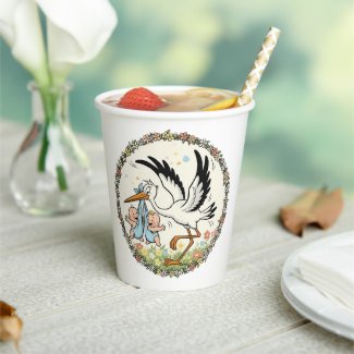Twins and Stork Vintage Design