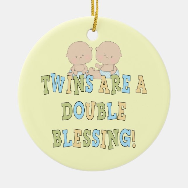 Twins Are A Double Blessing Ceramic Ornament (Front)