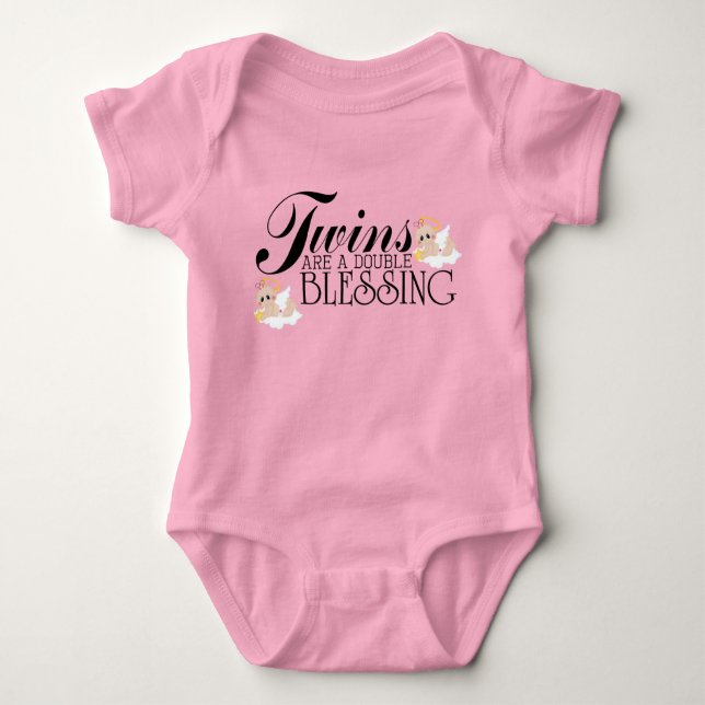 Twins are a double blessing girls baby bodysuit (Front)