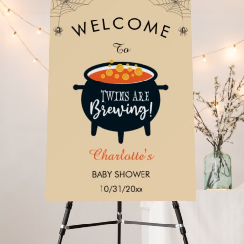 Twins Are Brewing Halloween Baby Shower Welcome Foam Board