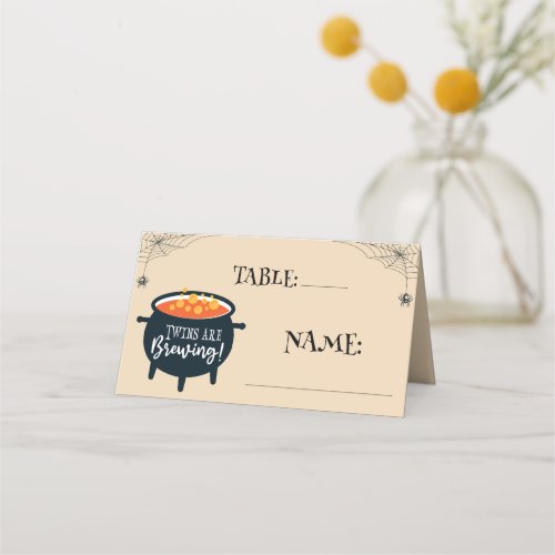 Twins are Brewing Shower Halloween Cauldron Table Place Card