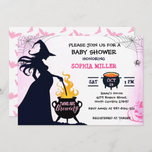 Twins are Brewing Shower Witch Halloween Cauldron Invitation