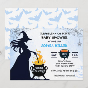 Twins are Brewing Shower Witch Halloween Cauldron Invitation