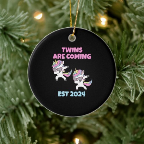 Twins Are Coming 2024 For Pregnancy Announcement Ceramic Ornament
