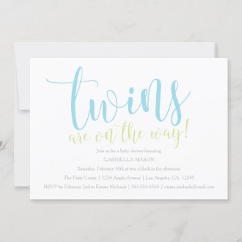Twins Are On The Way | Boys Invitation by PinkMoonPaperie at Zazzle