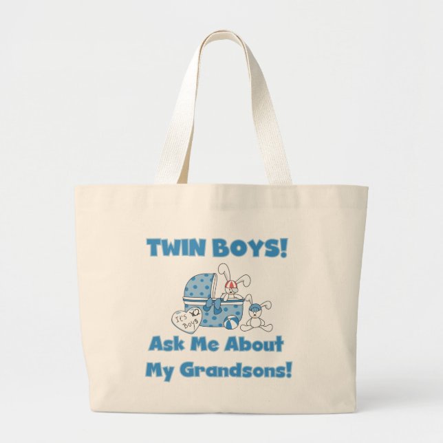 Twins-Ask About My Grandsons Tshirts and Gifts Large Tote Bag (Front)