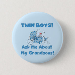 Twins-Ask About My Grandsons Tshirts and Gifts Pinback Button