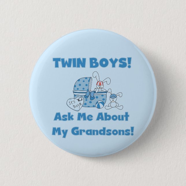 Twins-Ask About My Grandsons Tshirts and Gifts Pinback Button (Front)