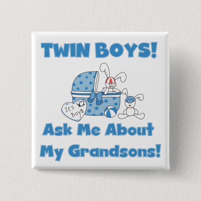 Twins-Ask About My Grandsons Tshirts and Gifts Pinback Button (Front)