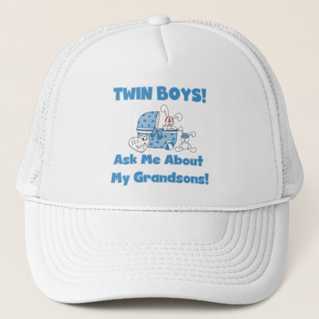Twins-Ask About My Grandsons Tshirts and Gifts Trucker Hat (Front)