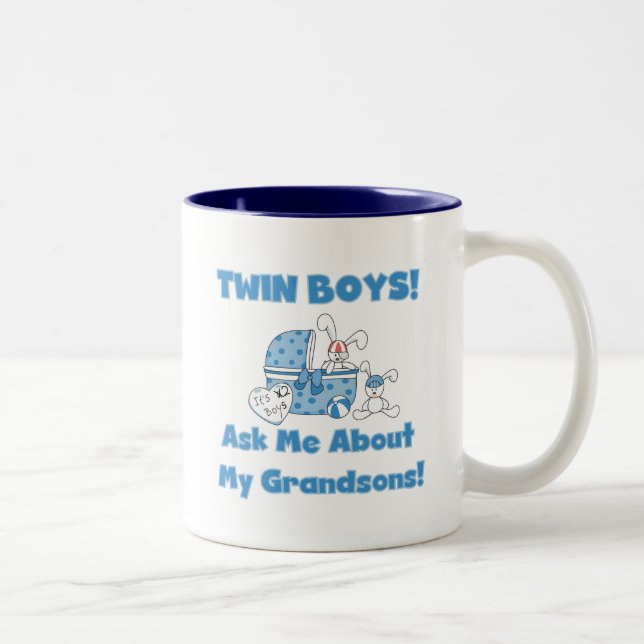 Twins-Ask About My Grandsons Tshirts and Gifts Two-Tone Coffee Mug (Right)