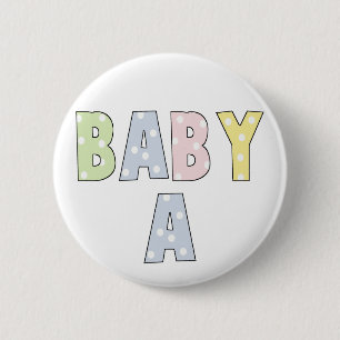 Twins Baby A Pastels Button