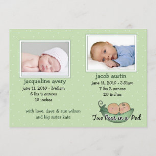 Twins Baby Announcement Cards