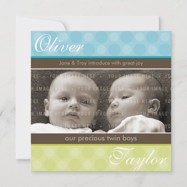 TWINS BABY ANNOUNCEMENT :: harmony 3SQ (Front)