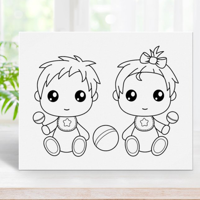 Twins Baby Boy Girl Coloring Page Poster (Creator Uploaded)