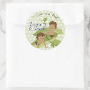 Twins Baby Boy's 1st Birthday or Baby Shower Classic Round Sticker