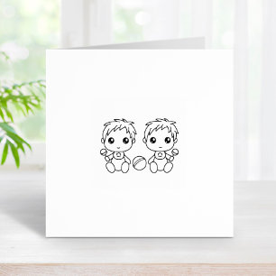Twins Baby Boys 1x1 Rubber Stamp