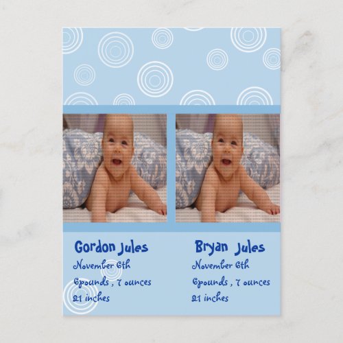 twins baby boys announcement photocard