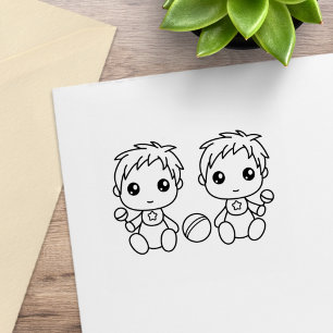 Twins Baby Boys Color Me Rubber Stamp