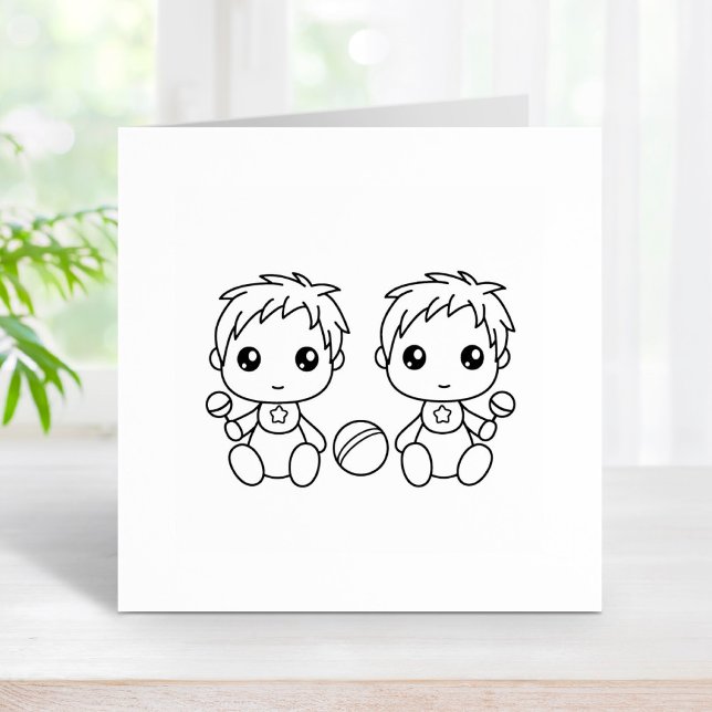 Twins Baby Boys Color Me Rubber Stamp (Creator Uploaded)