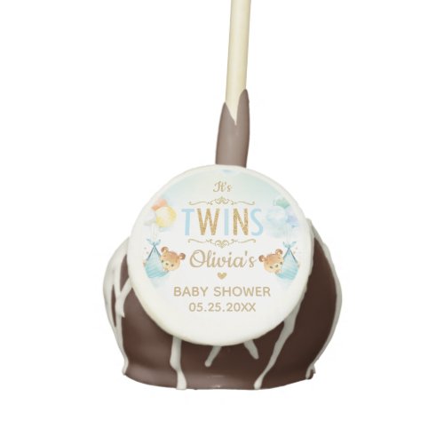 Twins Baby Boys Cute Bears Balloons Baby Shower  Cake Pops