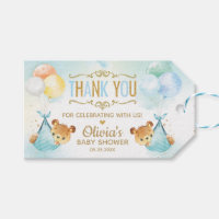 Twins Baby Boys Cute Bears Balloons Baby Shower  Gift Tags