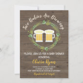 Twins Baby Brewing Baby Shower Invitation (Front)