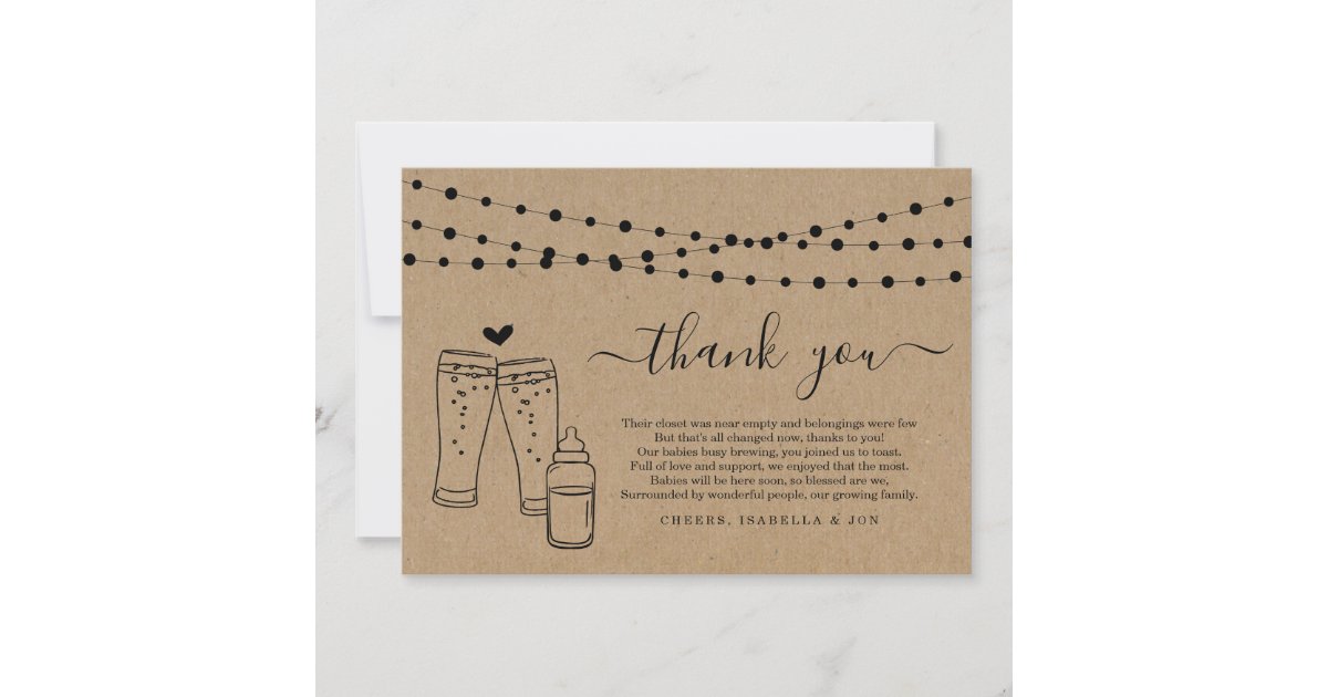Twins Baby Brewing Baby Shower Thank You Card Zazzle Com