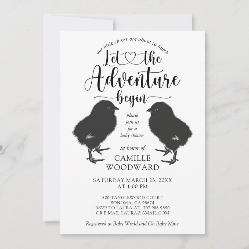 Twins Baby Chicks Baby Shower Invitation