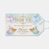 Twins Baby Girl Boy Cute Teddy Bears Baby Shower Gift Tags